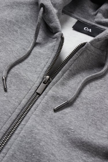 Men - Zip-through sweatshirt with hood - light gray-melange