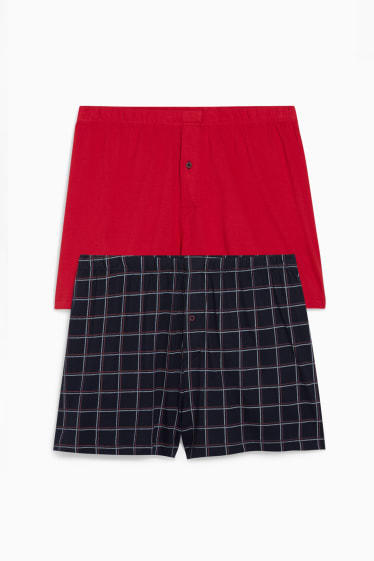 Heren - Set van 2 - boxershort - jersey - donkerrood