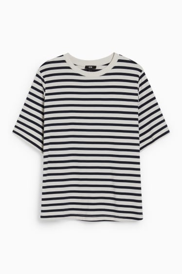 Donna - T-shirt - a righe - blu / crema