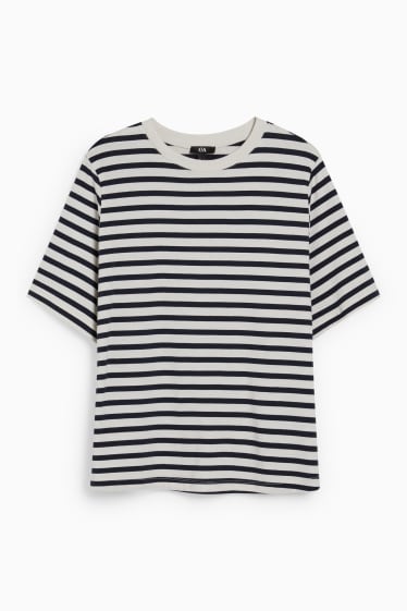 Donna - T-shirt - a righe - blu  / crema