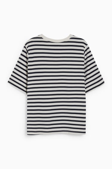 Donna - T-shirt - a righe - blu / crema