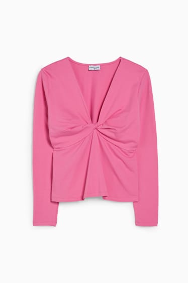 Teens & young adults - CLOCKHOUSE - long sleeve top with knot detail - pink