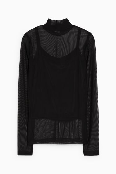 Damen - Langarmshirt - schwarz