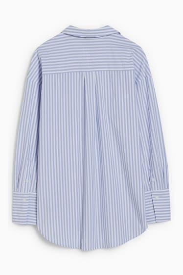 Damen - Bluse - Oversized - gestreift - blau / weiß