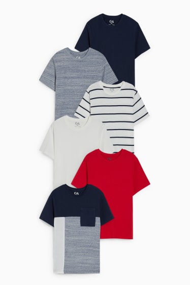 Kinderen: jongens - Uitgebreide maten - set van 6 - T-shirt - wit