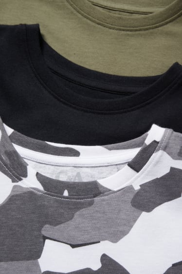 Enfants garçons - Coupe ample - lot de 3 - T-shirts - gris foncé / blanc