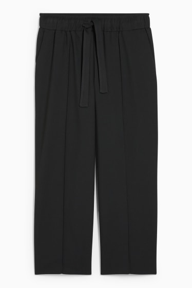Damen - Stoffhose - Mid Waist - Wide Leg - schwarz