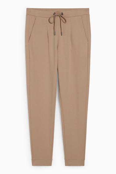 Women - Jersey trousers - tapered fit - beige