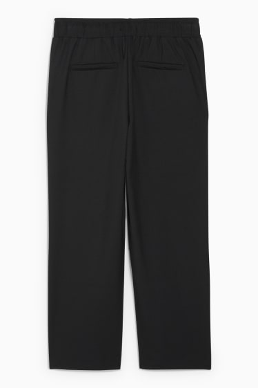Damen - Stoffhose - Mid Waist - Wide Leg - schwarz
