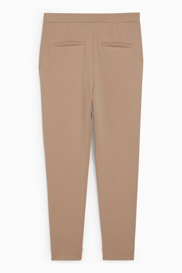 Women - Jersey trousers - tapered fit - beige