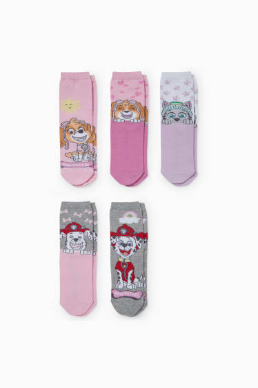 Children - Multipack of 5 - PAW Patrol - socks with motif - pink
