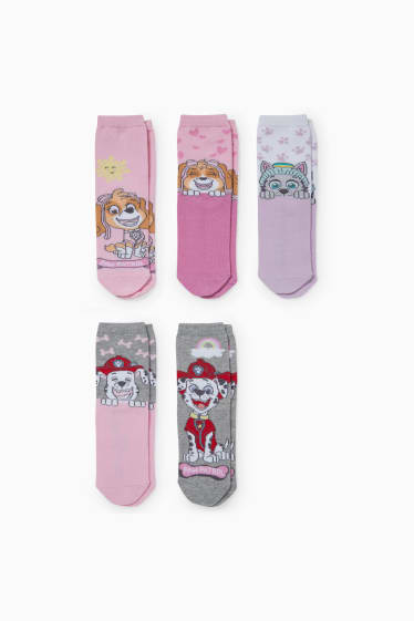 Enfants - Lot de 5 paires - Pat’ Patrouille - chaussettes à motif - rose