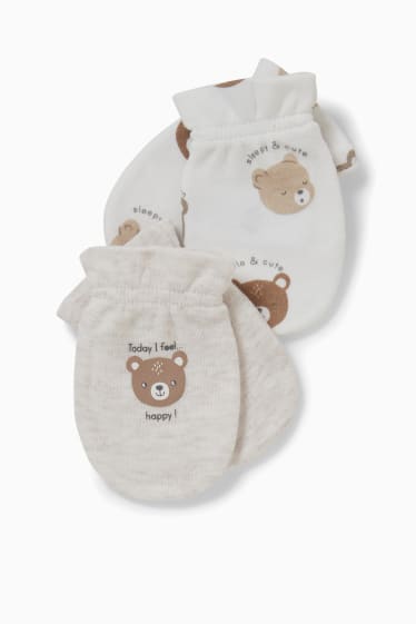 Bébés - Lot de 2 paires - gants antigrattements - blanc pur