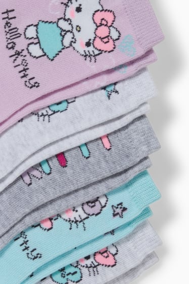 Enfants filles - Lot de 5 paires - Hello Kitty - chaussettes à motif - violet clair