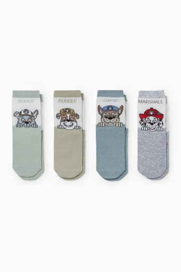 Bébés - Lot de 4 paires - Pat’ Patrouille - chaussettes pour bébé à motif - gris