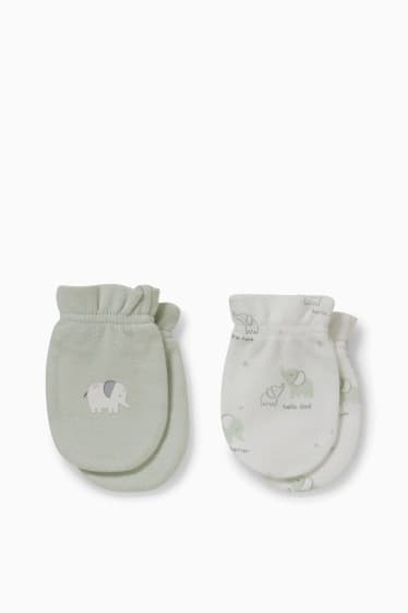 Bébés - Lot de 2 paires - moufles antigrattements - vert menthe