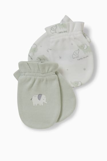 Babys - Set met 2 paar - antikriebelhandschoenen - mintgroen