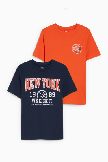 Enfants garçons - Lot de 2 - T-shirts - bleu foncé