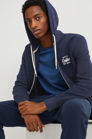 Men - Zip-through sweatshirt with hood - dark blue