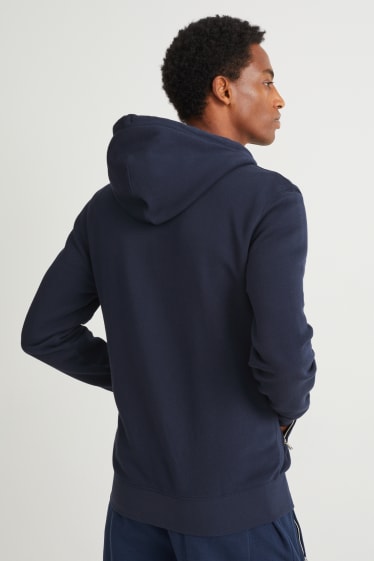 Hommes - Sweat zippé en molleton avec capuche - bleu foncé