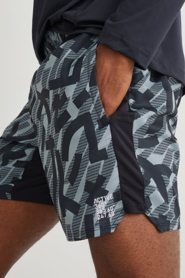 Hommes - Short de sport - gris / noir