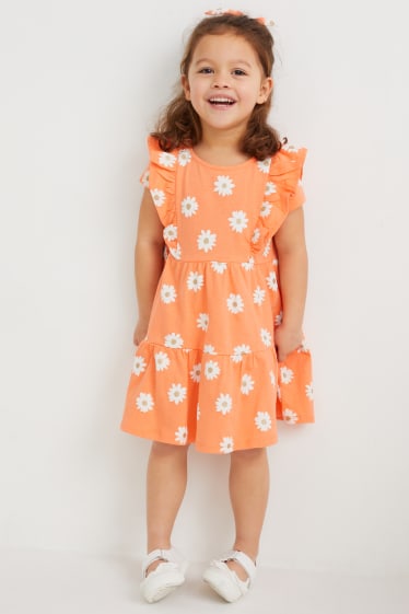 Kinderen - Set - jurk en scrunchie - oranje