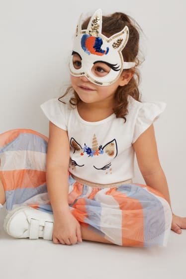 Enfants - Licorne - ensemble - robe et masque - 2 pièces - blanc