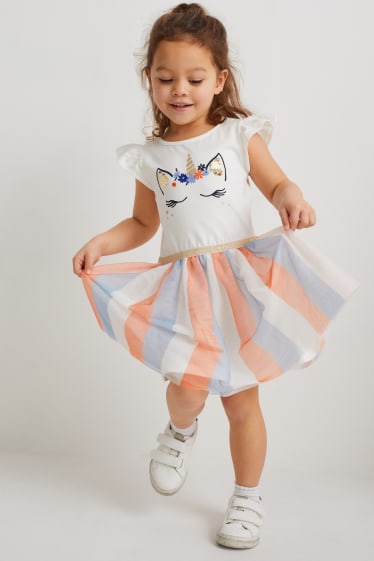 Niños - Unicornio - set - vestido y antifaz - 2 piezas - blanco