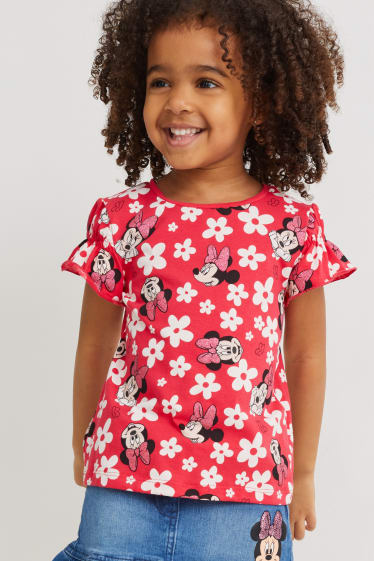 Nena - Minnie Mouse - samarreta de màniga curta - flors - vermell