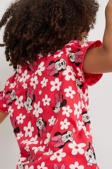 Copii - Minnie Mouse - tricou cu mânecă scurtă - cu flori - roșu