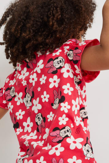 Nena - Minnie Mouse - samarreta de màniga curta - flors - vermell
