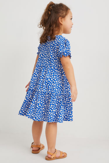 Kinderen - Set - jurk en tas - 2-delig - gebloemd - blauw