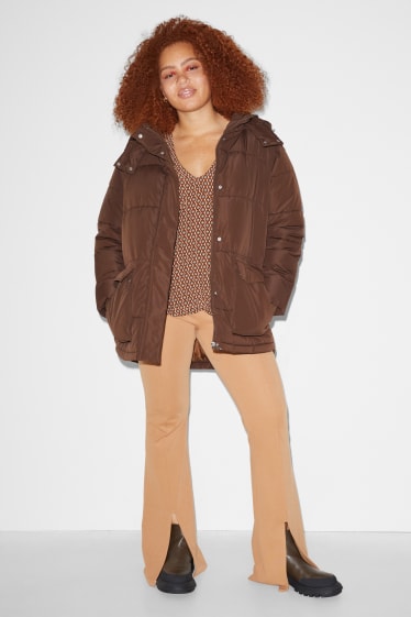 Kobiety - CLOCKHOUSE - kurtka pikowana z kapturem - brązowy