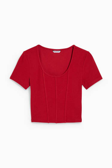 Dámské - CLOCKHOUSE - krátké tričko - červená