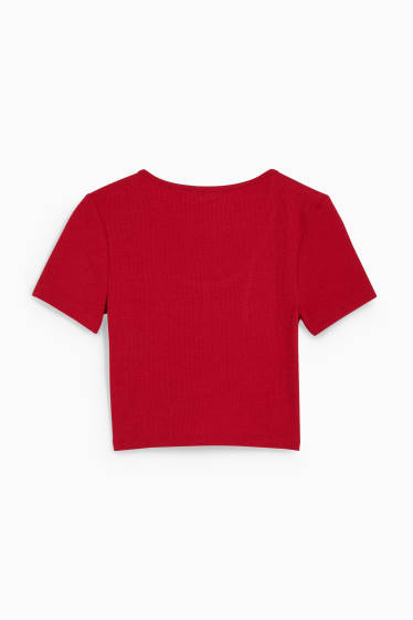 Femei - CLOCKHOUSE - tricou crop - roșu