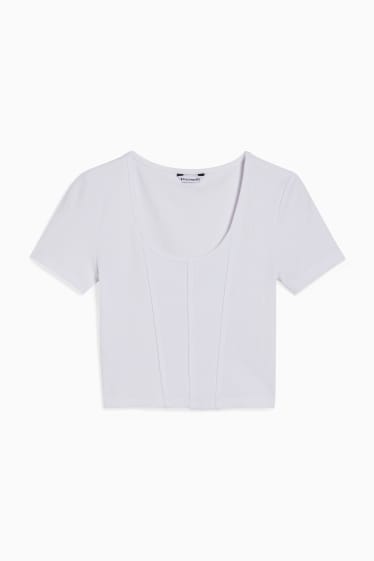 Dona - CLOCKHOUSE - samarreta crop - blanc