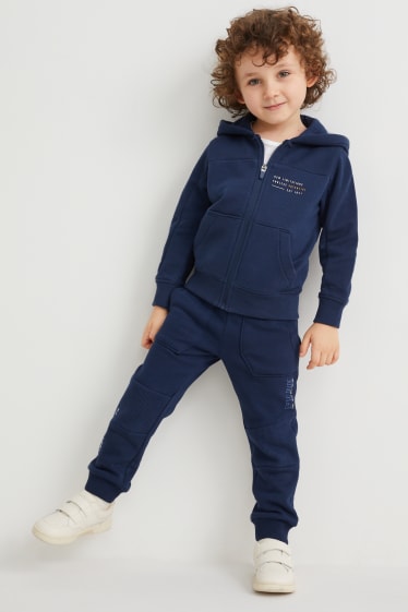 Enfants - Sweat zippé en finition molleton avec capuche - bleu foncé