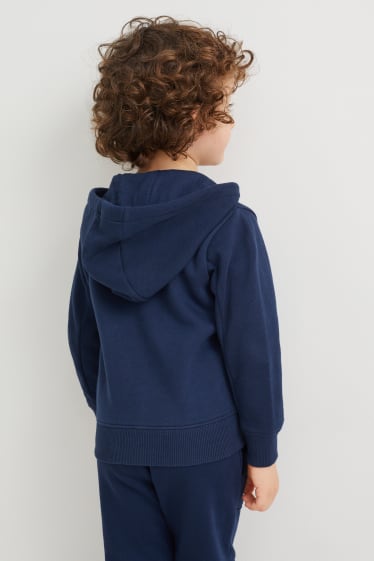 Enfants - Sweat zippé en finition molleton avec capuche - bleu foncé
