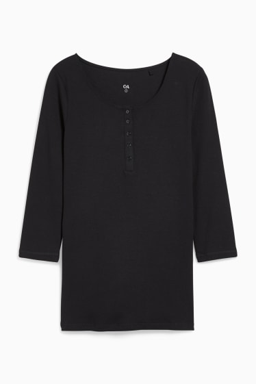 Femei - Tricou cu mânecă lungă basic - negru