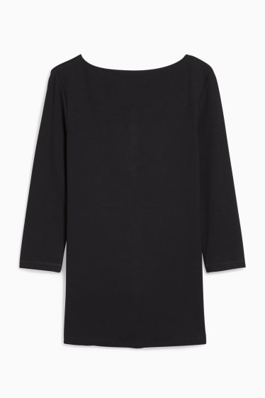 Damen - Basic-Langarmshirt - schwarz