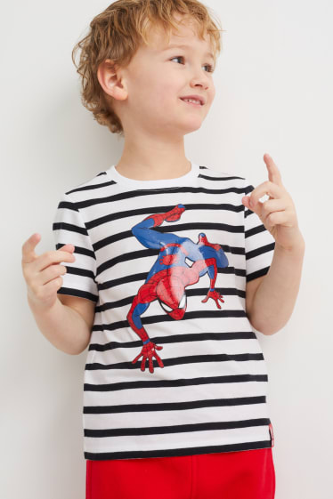 Kinder Jungen - Spider-Man - Kurzarmshirt - gestreift - weiss