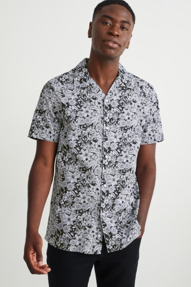 Heren - Business-overhemd - slim fit - reverskraag - gemakkelijk te strijken - zwart / wit