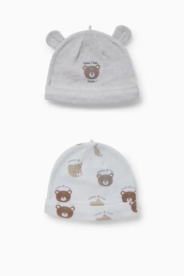 Bébés - Lot de 2 - bonnets pour bébé - blanc pur