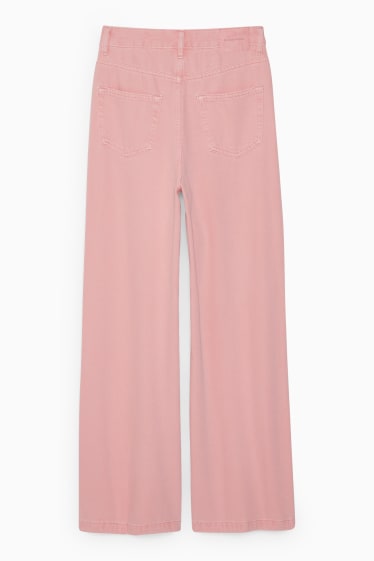 Ados & jeunes adultes - CLOCKHOUSE - pantalon - high waist - wide leg - rose