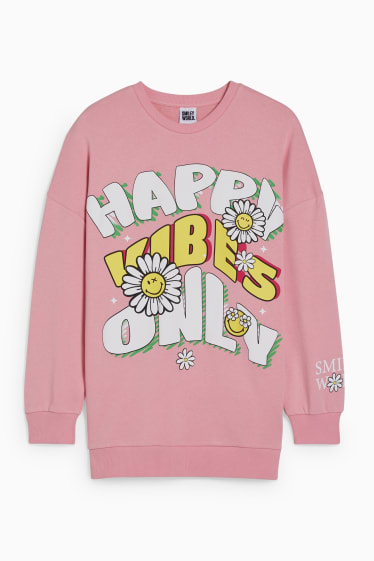 Adolescenți și tineri - CLOCKHOUSE - bluză de molton - SmileyWorld® - roz