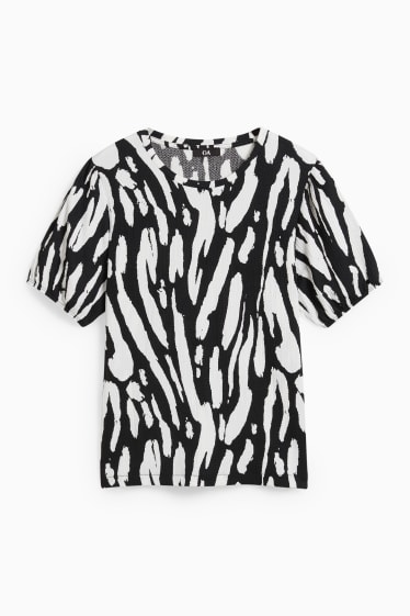 Dona - Samarreta de màniga curta - estampada - negre/blanc