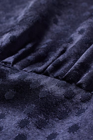 Dámské - Empírové šaty - puntíkované - tmavomodrá