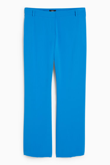 Dámské - Plátěné kalhoty - mid waist - straight fit - modrá