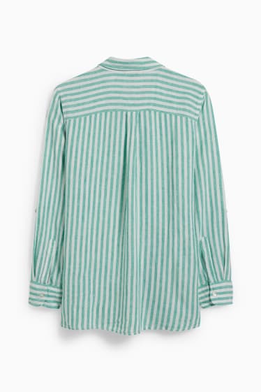 Women - Blouse - striped - white / green