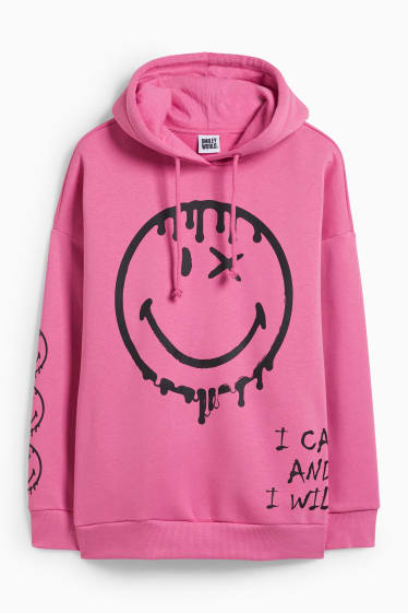 Dames - CLOCKHOUSE - hoodie - SmileyWorld® - fuchsiarood